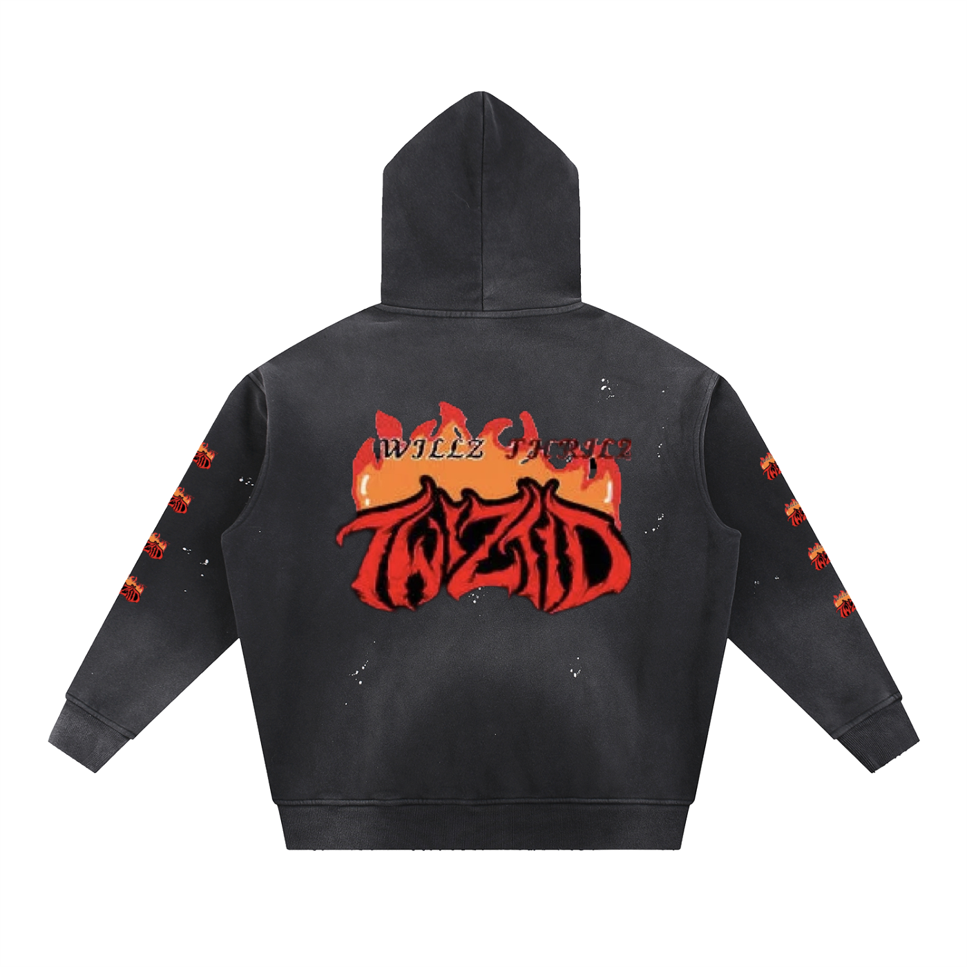 Vintage Washed Frayed WLLZ THRILZ Fleece HoodieI