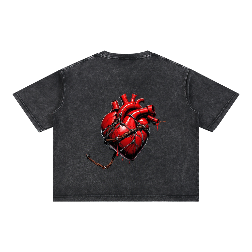 Rose heart heavy Washed T-Shirt