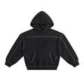 Contrast-Stitched Boxy Korn Fleece Hoodie