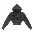 Vintage Washed Cropped Fleece red rose Hoodie