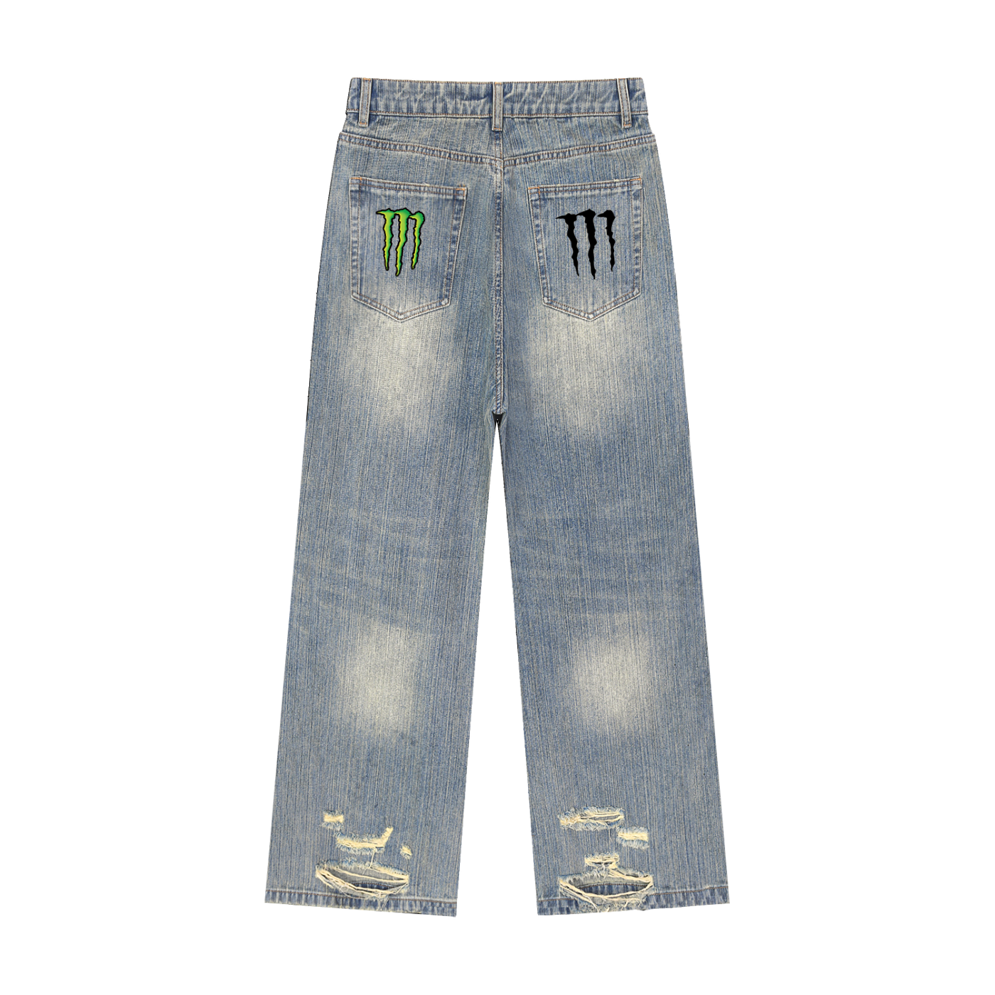 Vintage Wash Distressed Monster Denim Jeans