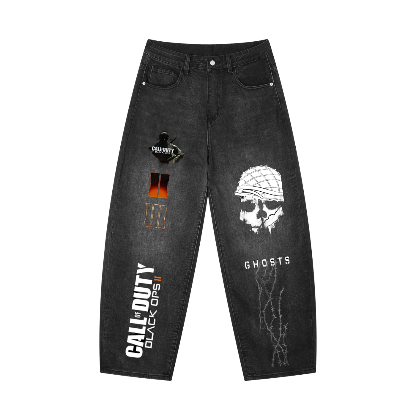 Men's Sunfade Vintage CALL OF DUTY Wash Barrel Leg Jeans