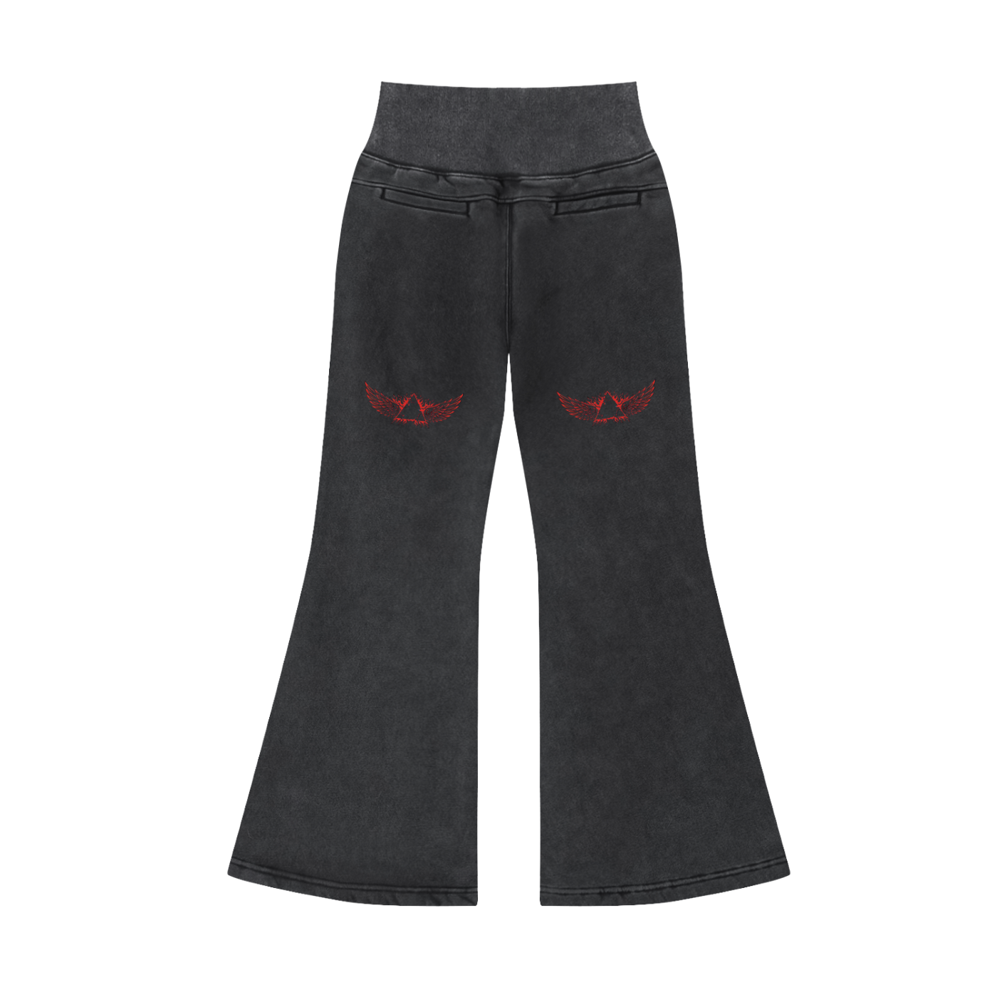 Vintage Washed Flared red rose Fleece Pants