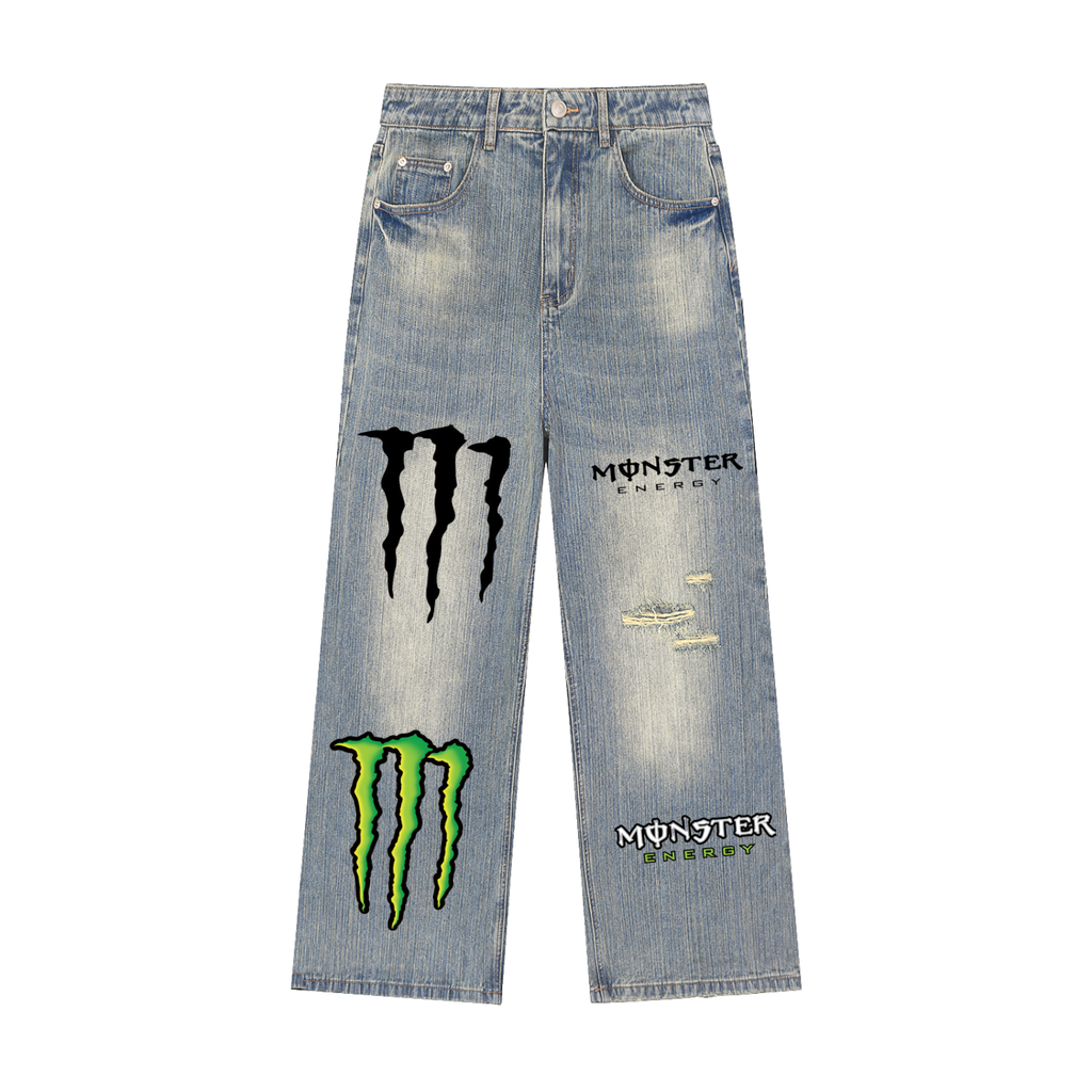 Vintage Wash Distressed Monster Denim Jeans