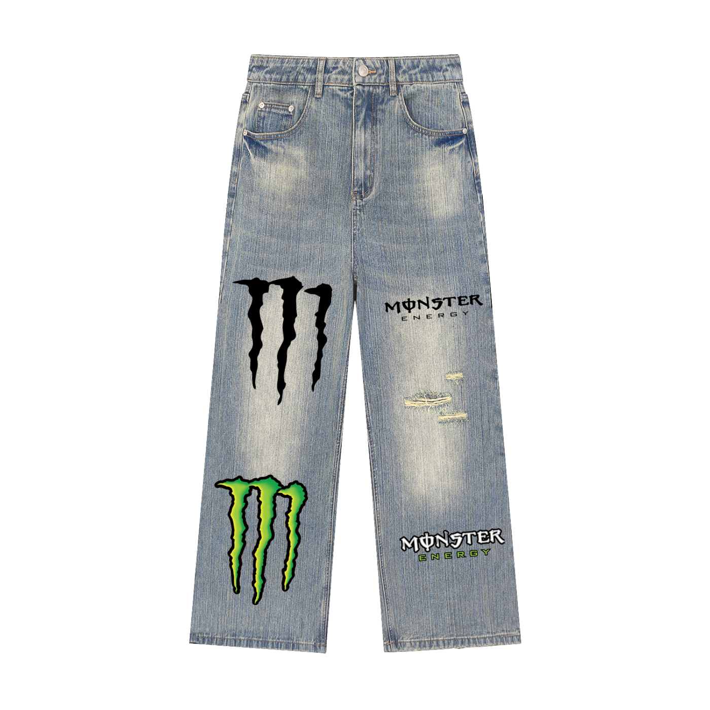 Vintage Wash Distressed Monster Denim Jeans